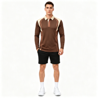 Polo à manches longues pour homme, coupe décontractée, avec panneau incurvé personnalisé par sublimation et impression intégrale, idéal pour le golf