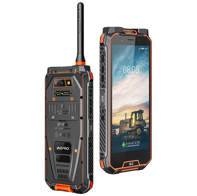 Aoro M5 5G Octa Core Smartphone Android 12 IP68 Waterproof 8GB+256GB Walkie Talkie with Dual SIM and Over 5KM Battery