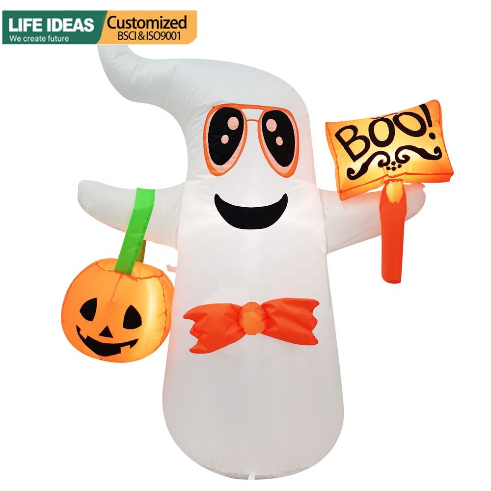 Fantôme blanc gonflable de 4FT avec la citrouille