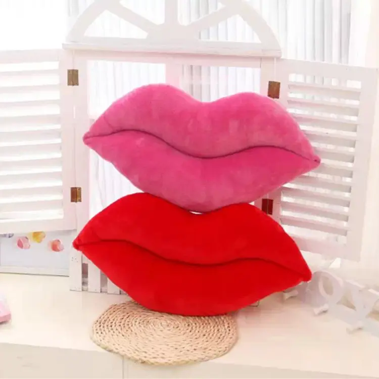 Housse de coussin sexy pour canapé et chambre à coucher, cadeau de saint-valentin, forme de lèvres en velours, décorative