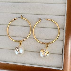 Nuevos pendientes colgantes de perlas de lujo, pendientes de aro para caballeros con lazo de amor, joyería fina de alta calidad de moda religiosa de circón - Product Image 6