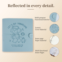 Carnet de voyage en cuir PU avec logo personnalisé B6, imprimé de dessins animés mignons, bande élastique, pages quadrillées rechargeables pour les voyages