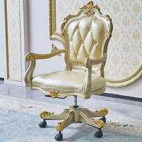 Bureau de direction en bois massif de style européen et français, avec armoire, couleur champagne doré, modèle 099 pour bureau commercial