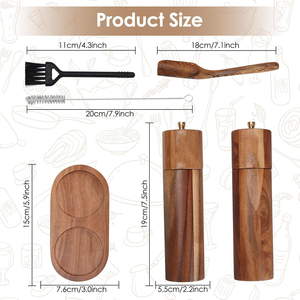 Juego de Molinillos de Pimienta y Sal de Madera de Acacia de Primera Calidad, Molinillo Manual de Sal y Pimienta - Product Image 4