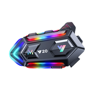 Headset Helm Motor Anti Air Y20 BT Wireless TWS Headphone Lampu LED RGB Daya Tahan Baterai Lama untuk Helm Modular Full Face