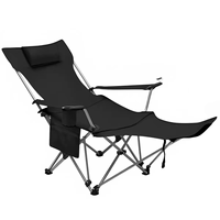 Chaise pliante d'extérieur en tissu Oxford avec grand accoudoir, chaise lune, repose-pieds étendu, réglage à quatre niveaux, inclinable, portable pour le camping