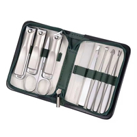 JM Trousse de Manucure Portable 9 Pièces de Haute Qualité, Très Vendue, avec Trousse de Voyage Zippée, Coupe-Ongles, Logo Personnalisable, Idéale pour Cadeaux Homme