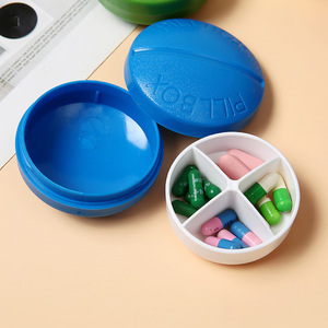Pillbox Mini, organiseur de pilules portable à 4 compartiments, étui à médicaments de voyage, recouvert d'un revêtement de couleur unie, couleurs mélangées - Product Image 5