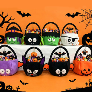 Cesti di caramelle di Halloween all'ingrosso, sacchetti per il Trick or Treat con espressioni di demoni e pirati, accessori decorativi portatili per feste, all'ingrosso - Product Image 1