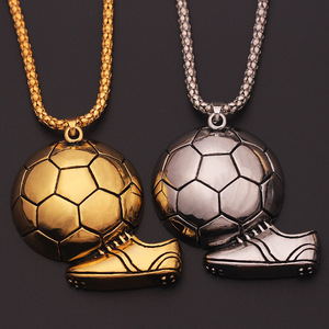 Charme de bijoux en forme de ballon de sport couleur or, collier de football, pendentif hémisphérique, baskets punk, souvenir, homme, garçon, jeu fou - Product Image 3