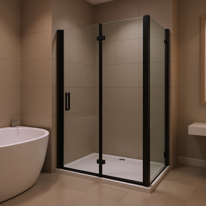 Porte de douche pivotante universelle réglable avec charnière rectangulaire en verre trempé de 1/4 pouce, design minimaliste - Product Image 2
