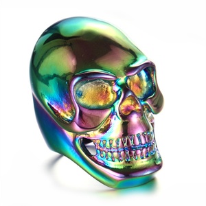 Plated <b>Rings</b> Plated Skull Head <b>Ring</b> Black <b>Gold</b> Stainless Steel for Men OEM ODM Service Tiger Eye <b>Cocktail</b> <b>Ring</b> XR Jewelry 100pcs - Product Image 4