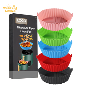 Panier de friteuse à air réutilisable de qualité alimentaire, compatible lave-vaisselle, moule pour four, accessoires pour micro-ondes, inserts ronds en silicone pour friteuse à air - Product Image 1