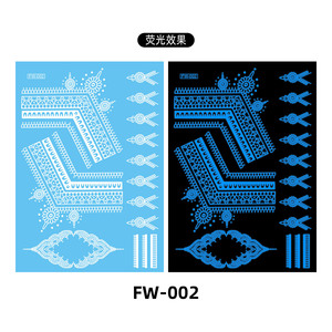 Henna Blue Fluorescent Light Temporary Waterproof Paper Tattoo <strong>Stickers</strong> Sexy Indian Neon Tattoos for Body Face Fashionable - Product Image 3