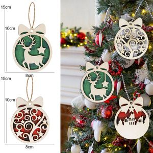 Nouvelles décorations de Noël en bois, cercles découpés au laser, décorations pour la maison, ornements de sapin de Noël DIY, étiquettes pour cabane de rennes - Product Image 4