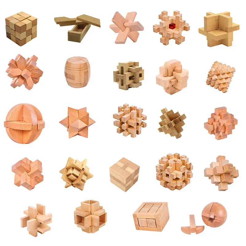2022 new style 3d Puzzle Diy Toy Educational Wooden Cube Puzzle Luban Kongming Burr Puzzles Game Toys