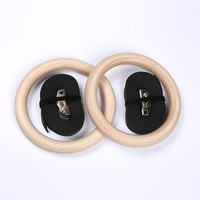 Gymnastic Equipment Birch Wood Gym Rings Birch Wooden Fitness Training Gymnastic Rings Wood With Adjustable Straps