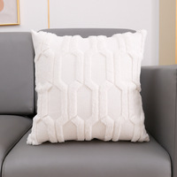 Housse de coussin lombaire moderne géométrique carrée en peluche brodée avec fermeture éclair pour salon