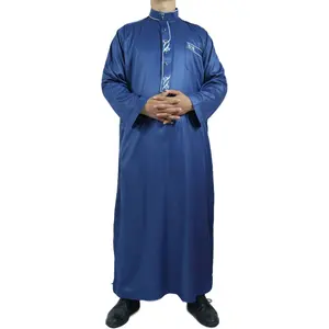 In Stock Design Africa Men's Qatar Style Jilbab with Collar for Islamic Men's Clothing Thobe / Thawb Long Sleeve Men Middle East