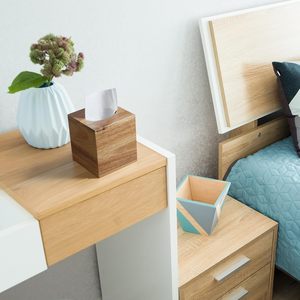 Cubierta de caja de pañuelos cuadrada-Soporte de caja de pañuelos de madera de acacia para mesas de noche Baño Oficina-Tejido de cubo facial decorativo - Product Image 6