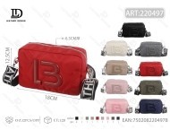 Borsa a Tracolla Ricamata da Donna con Motivo a Lettere Rosse, Chiusura con Cerniera, in Poliestere, per Tutte le Stagioni - Product Image 1