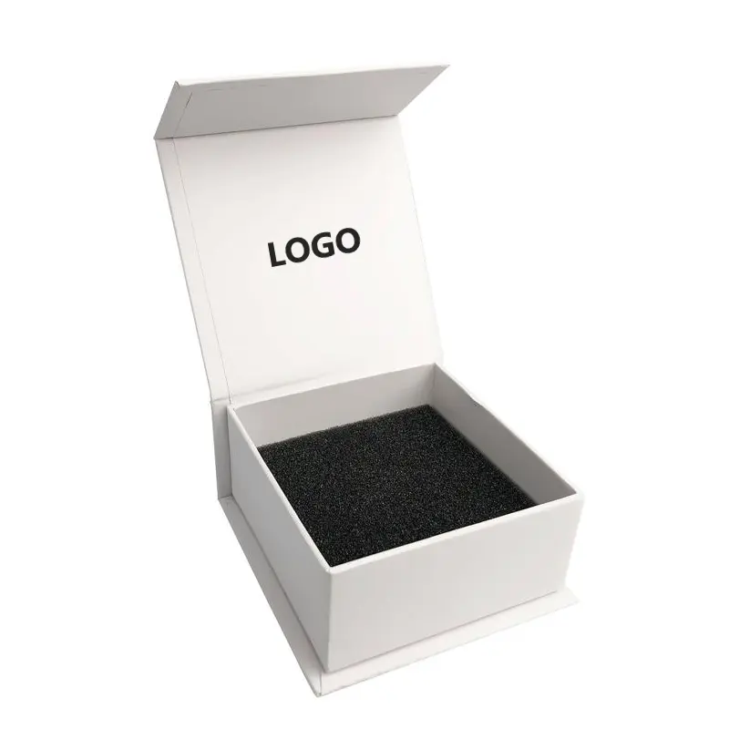 Custom Folding Cardboard White Cosmetic Paper Jewelry Box Magnetic Packaging Paper Box For Gift