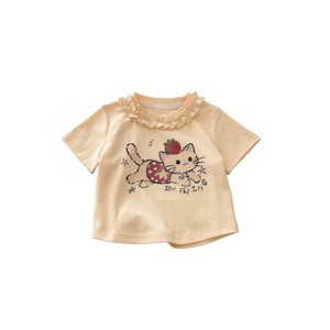 TongXingYuan Girls' Short Sleeve T-Shirt Off-White Cotton Cartoon Print Summer Top For Baby Girls - Product Image 5
