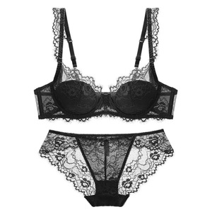 Ensemble de Lingerie en Dentelle pour Femme – Soutien-Gorge à Armatures et Culotte Sexy avec Bordure en Dentelle Cils et Motifs Floraux – Lingerie Confortable pour Vente en Gros - Product Image 2