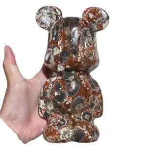 Atacado cristal natural escultura, grande porte violento urso cura, sorte decoração home