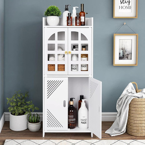 Mueble de Baño con 3 Niveles, Independiente, con Puertas Dobles y Estantes para Organización del Baño - Product Image 2