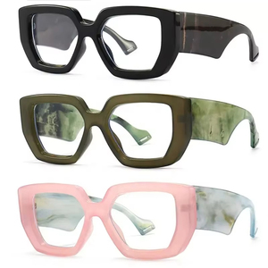Monture de Lunettes Polygonale Carrée sur Mesure de Marque de Luxe pour Femmes, Anti-Lumière Bleue Transparente, Montures de Lunettes Optiques Léopard Colorées pour Hommes - Product Image 1