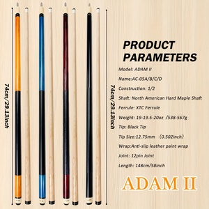 ADAM II 58-Inch Maple Pool Cue Stick with 12.75mm Tip & 19-20oz Weight - 1/2 Split Design for Enhanced Control - Product Image 3