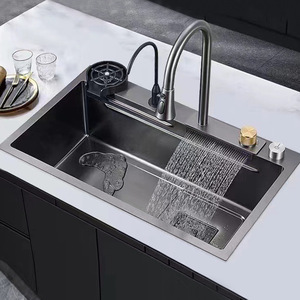 Évier cascade, grand évier simple en acier inoxydable, bac de lavage de vaisselle, bac de lavage de légumes pour cuisine domestique - Product Image 2