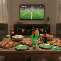 Fußball-Neujahrs-Party-Dekorationen Modernes Sport-Thema Einweg-Umweltfreundliches Papier-Geschirr-Set 9 Zoll Runde Teller Servietten