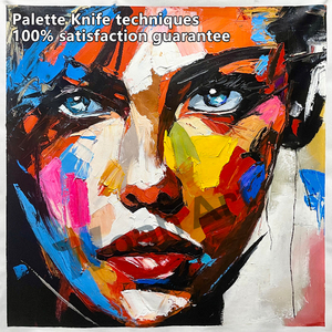 Décoration d'intérieur, peinture abstraite de visage de femme, peinture à la palette, art pop artisanal, figurines et portraits - Product Image 3