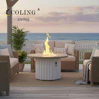 Table de foyer au gaz propane intégrée au design de jardin minimaliste - Mobilier de chauffage de jardin personnalisable B2B