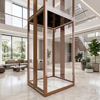 Ascenseur panoramique pour villa à usage familial, avec panneau en verre pour palier, fermeture silencieuse et douce, conception sécurisée