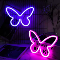 Fabricant direct, nouvelles lumières LED papillon néon, lumière décorative créative pour chambre à coucher, pour la Saint-Valentin, blanc chaud, IP20