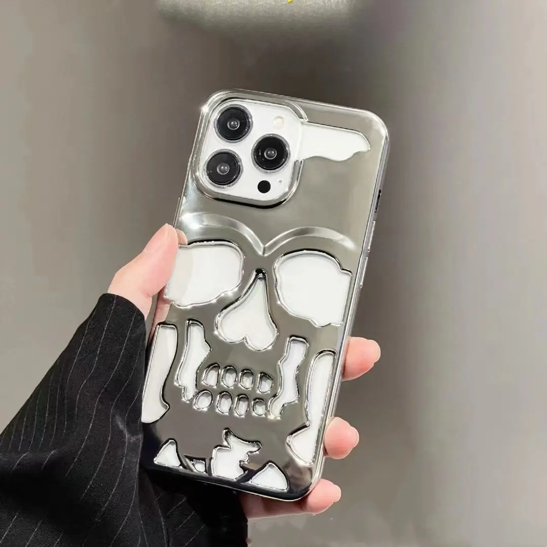 2022 Creative plating applicable for iphone12 13 14pro max portrait skull phone case