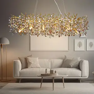 Custom Made Tree Branches Chandelier Luxury Home Decoration Living Room K9 Crystal Lobby Modern Led Crystal Pendent Light Lampe