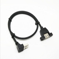 Câble d'extension USB mâle-femelle à angle gauche de 30 cm et 50 cm, à montage sur panneau, charge rapide 3A, conducteur en cuivre pur tressé, pour appareil photo et ordinateur
