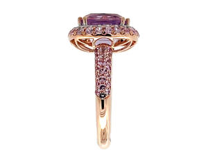 Nouvelle bague en diamant rose micro-incrustée carrée européenne et américaine, élégante bague en zircon simulé - Product Image 2