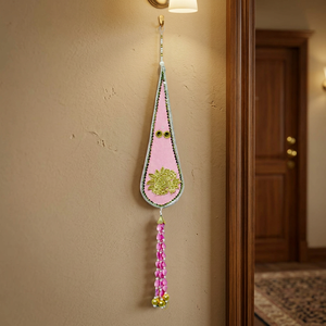 Artificial Traditional Pastel Teardrop <b>Pink</b> Latkan Hanging Cloth Material Indoor Decoration - Product Image 2