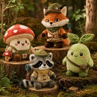Ensemble de jouets en peluche personnalisés Explorateur de la Forêt, animaux en peluche renard, raton laveur, champignon et poussée de champignon pour l'aventure en randonnée