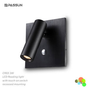 Lampes <span class=keywords><strong>de</strong></span> chevet modernes à LED encastrées au mur, en aluminium noir peint, avec têtes rotatives à 350 degrés - Product Image 5