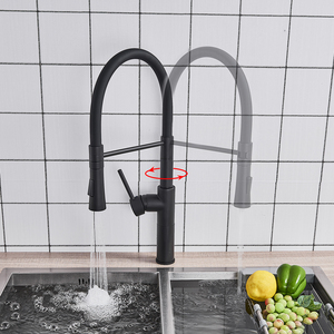 Robinet de cuisine en laiton doré de luxe |   Robinet mélangeur chaud/froid à bec rotatif à ressort monotrou pour usage hôtelier (vente en gros) - Product Image 5