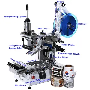 FK617 Fabriek Prijs Hoge Precisie Semi-Automatische Vliegtuig Desktop Platte Fles Plat Oppervlak Deksel Applicator Sticker Labeling Machine