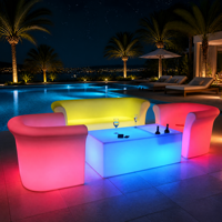 Ensemble de table de bar à LED à changement de couleur, éclairage réglable, mobilier de bar commercial