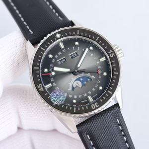 Reloj de pulsera profesional para hombre, mecánico automático, con calendario completo, fase lunar esqueletizada, esfera negra y caja plateada de alta calidad premium. - Product Image 2