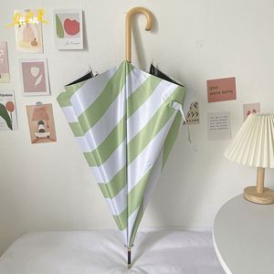 Parapluie pliant automatique INS pour couple, rayé, anti-UV, avec revêtement noir épaissi, droit, pour adultes, voyage - Product Image 5